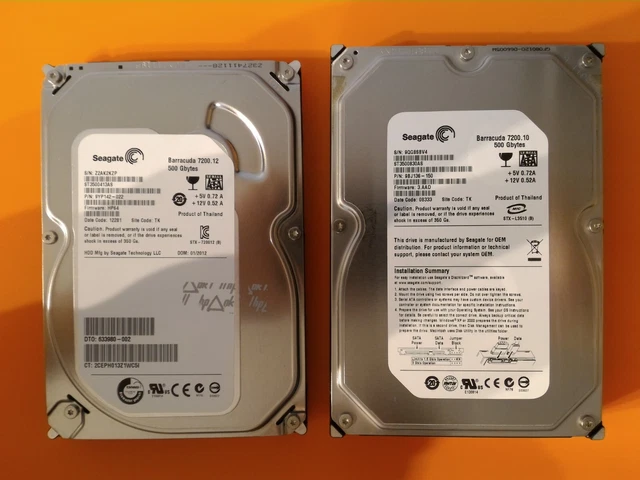 Disque Dur Seagate 500 Go 7200 Tr/min - Format 3.5" SATA III - Occasion Testé OK
