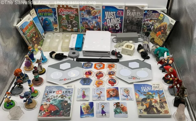 Nintendo Wii Game Console W/ 2 Disney Infinity Game Pads, 17 Figurines & More