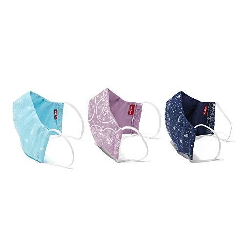 Levi's Re-Usable Reversible Face Mask (Pack, Blue, Size Small: 5.5"L x 7.875"W