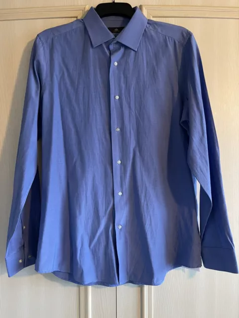 NEXT Mens Oxford Shirt Size Large Blue Long Sleeve Button Up Slim Fit Office