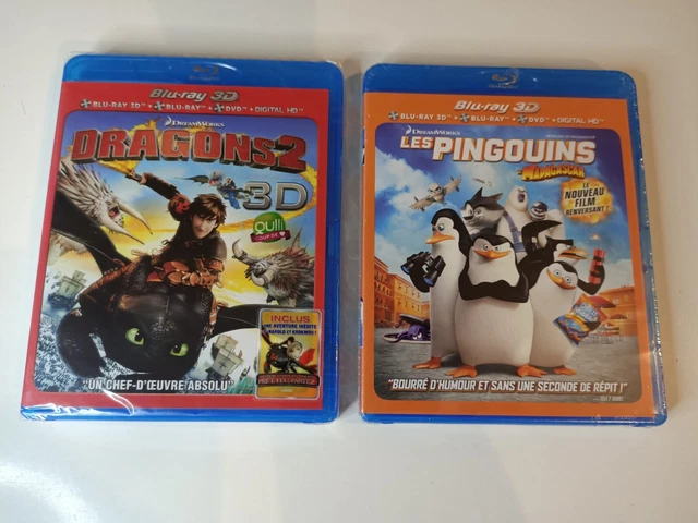 Lot de 2 blu-ray 3D : dragons 2 / les pingouins de madagascar