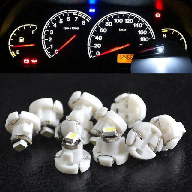 10X T4.2 Neo Wedge White 1-SMD LED Car Instrument Dash Climate Bulb Light Kit