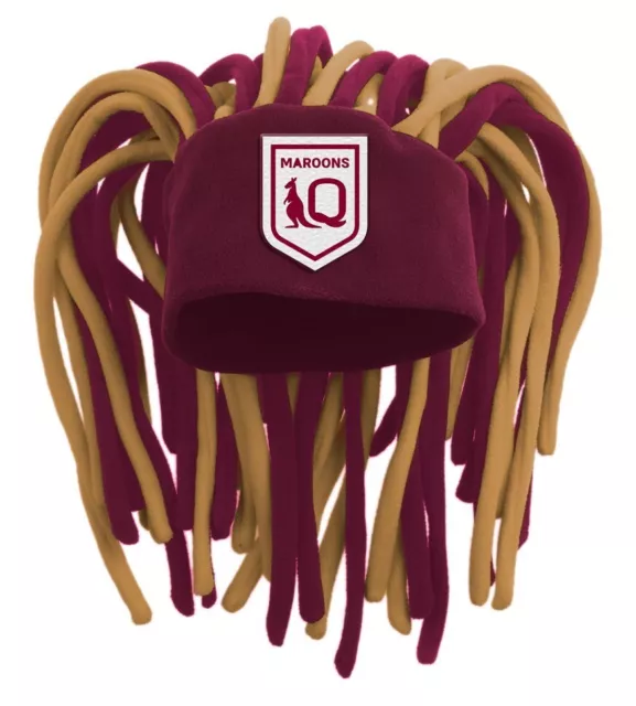 State of Origin QLD Queensland Maroons Dreadlock Fun Hat Beanie Game Day Gift