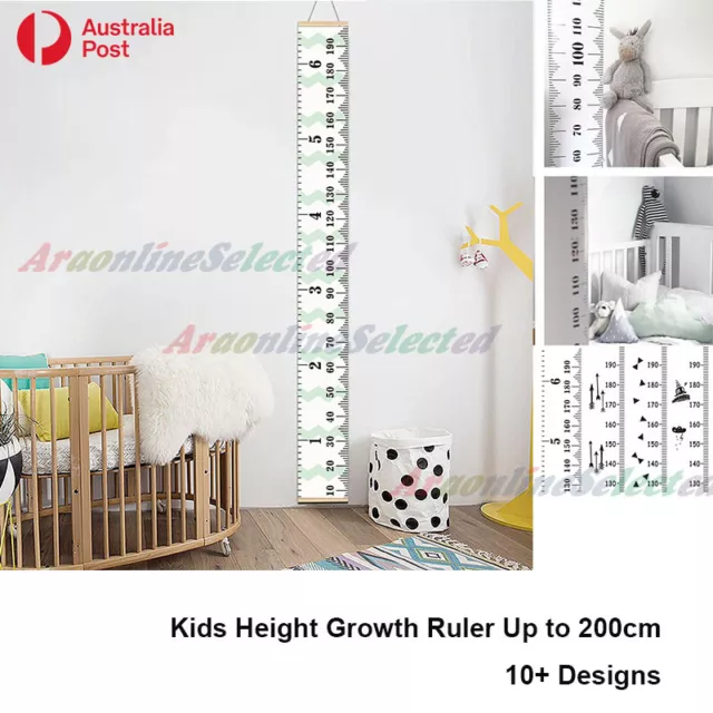 Kid Height Ruler Growth Chart Wall Hanging Children Wooden Baby Measure 200cm