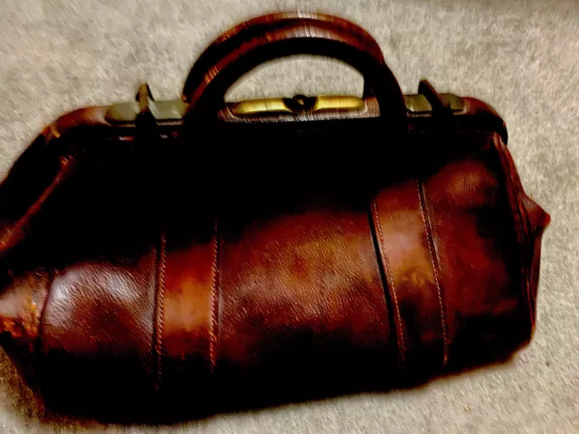 Rare Victorian Brown Leather  Banker’s Bag Made by W. Insalls & Sons of Bristol