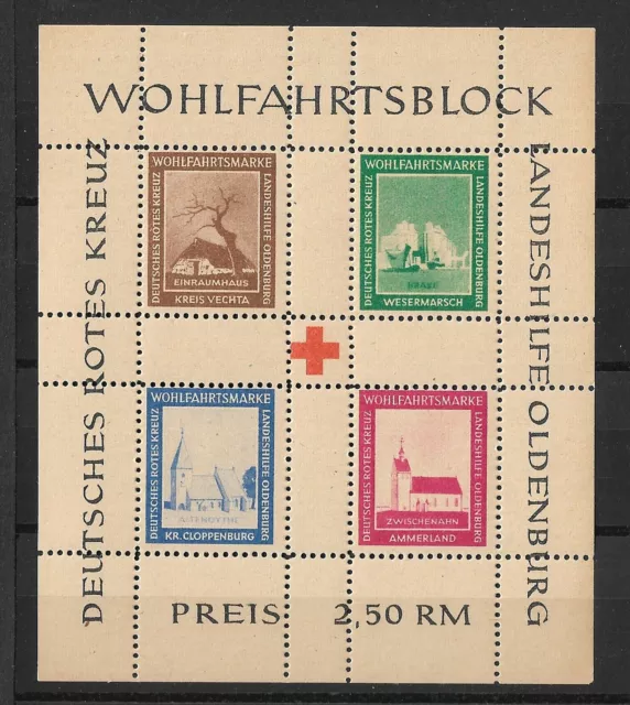 Deutsche Lokalausgaben "Oldenburg-Blockausgabe Landeshilfe 1948" Postfrisch