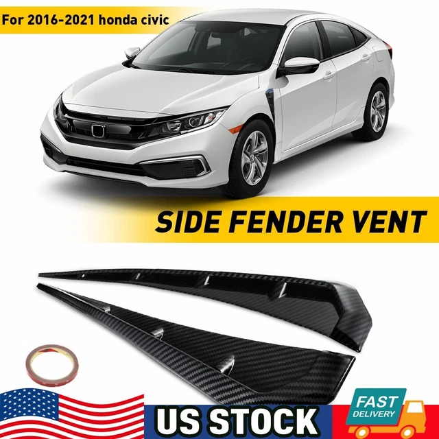 2x Carbon Fiber Look Side Fender Vent Air Wing Covers – For 2016-2021 Honda Civic – ABS