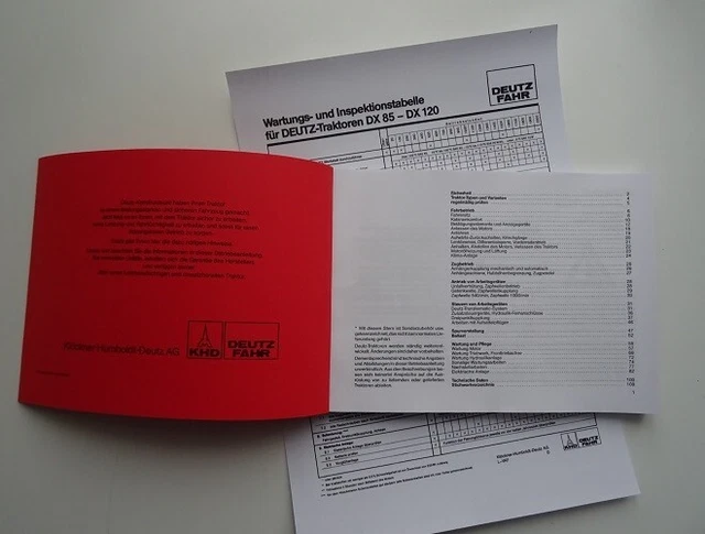 Betriebsanleitung Deutz DX 85 90 110 120 + Wartung- u. Inspektionsta. Einstellw.