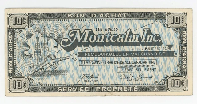 Huiles Montcalm Petrolium Simard Coupons 10 Cents Canada #18947