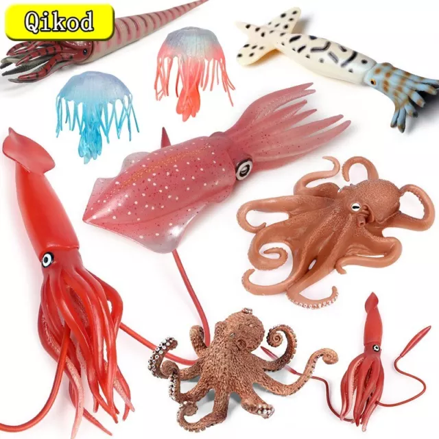 Marine Animal Model Figurines Toys Simulation Squid Octopus Jellyfish Screw PVC