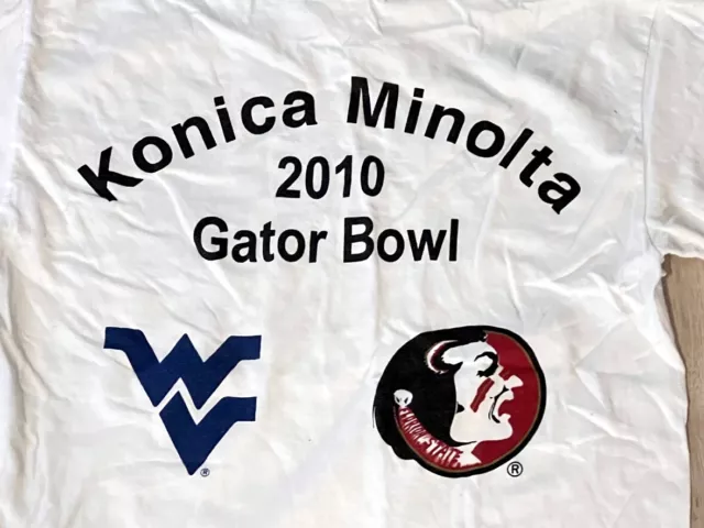 2010 Minolta Gator Bowl FSU West Virginia Florida State M Tee Shirt Bobby Bowden