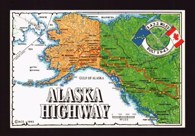 Postcard : Alaska - Ak Highway Map