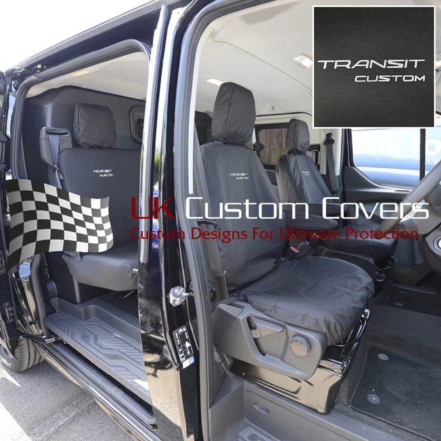 FORD TRANSIT CUSTOM Leader (2023+) All Seat Covers & Logo Emb Black