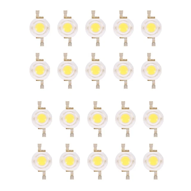 20 pezzi emettitori grani LED bianchi caldi alti 2 pin 3 W 100-110 I4B4