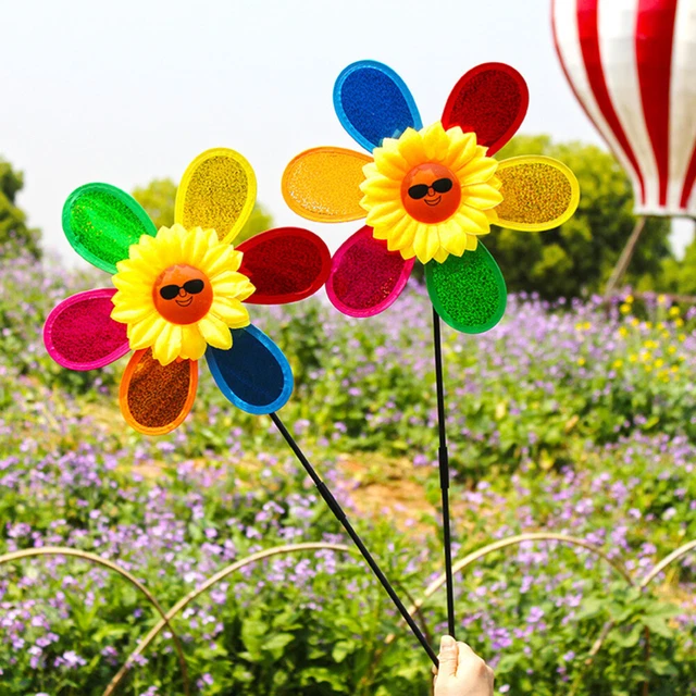 3pcs Outdoor Windrad Sunflower Rasen Windräder Kinder Windräder Spielzeug 9