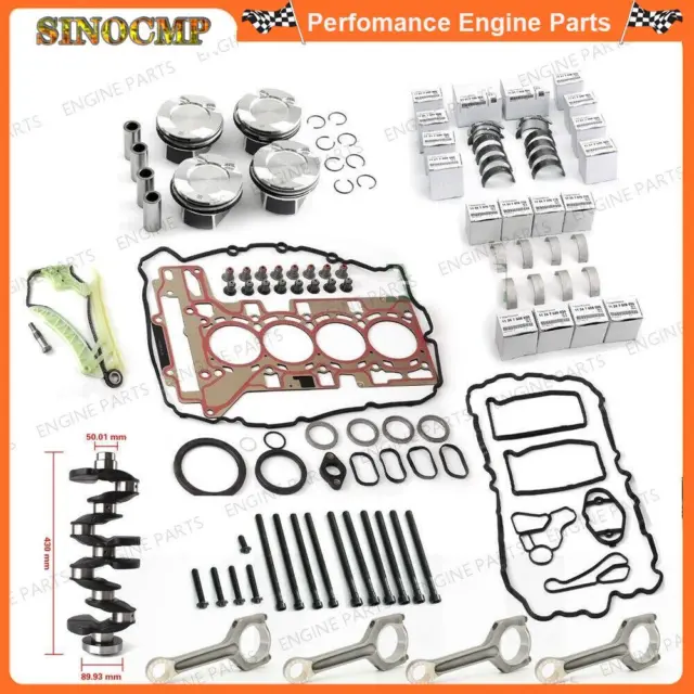 N20 2.0 Engine Rebuild Overhaul Kit - Crankshaft / Con rods / Piston Set For BMW