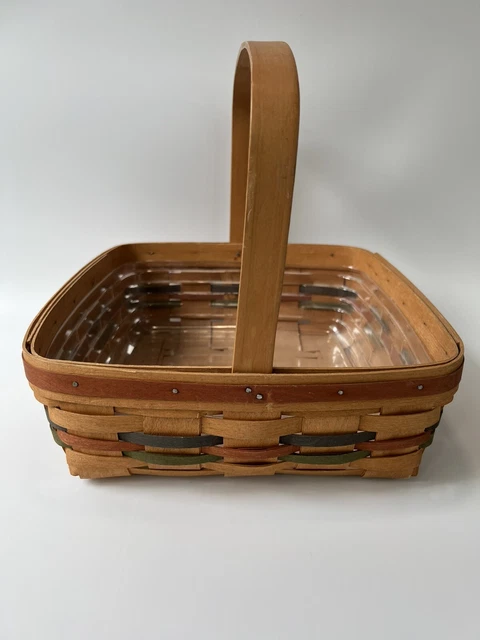 Vintage Longaberger 1990 Single Pie Basket 12" x 12" x 4” Solid Handle Liner