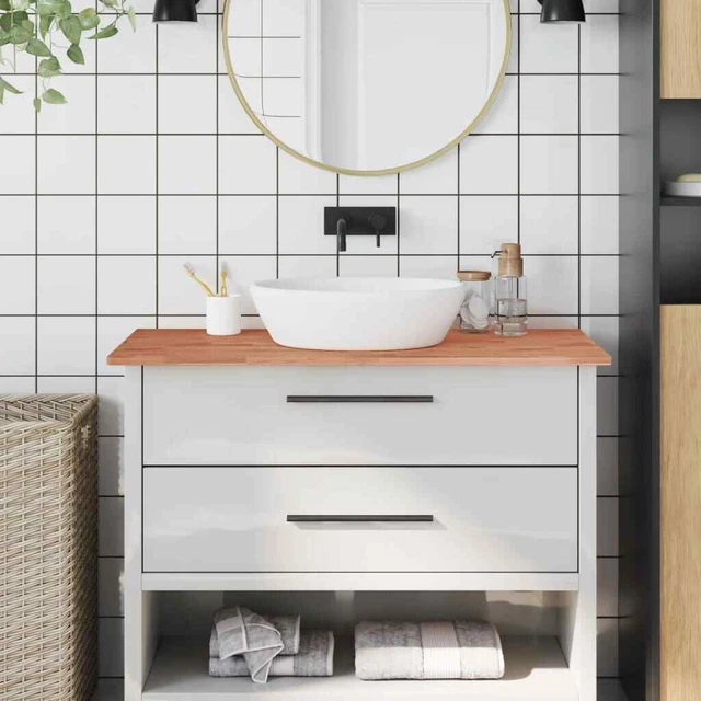 Waschtischplatte Arbeitsplatte Waschtischkonsole Platte Massivholz Buche vidaXL