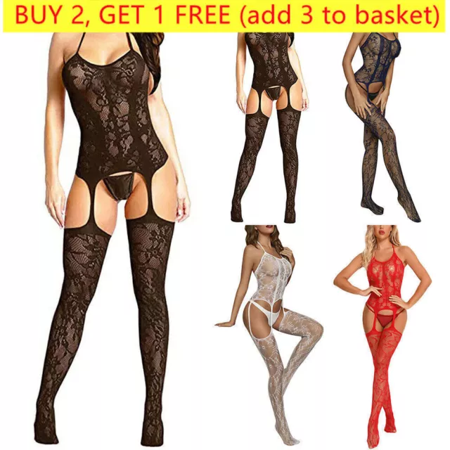 Women Sexy Mesh Lingerie Halter Backless Nightwear One Piece Babydoll Underwear~