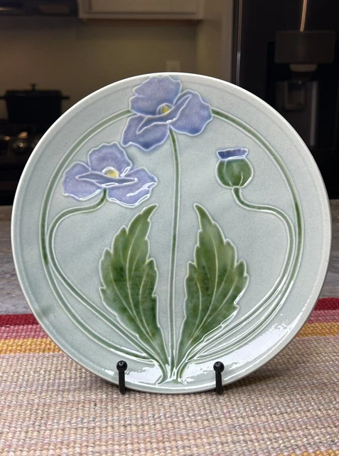 Villeroy & Boch Jugendstil C 1900 Art Nouveau Majolica Poppy Plate 9 1/8" Dia