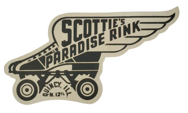 1940-50's Scottie's Paradise Rink Roller Skating Rink Label Quincy IL 7 1/2" x4"