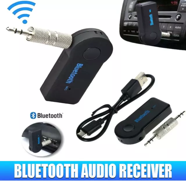 AU Wireless Bluetooth 3.5mm AUX Audio Stereo Music Home Car Receiver Adapter & M