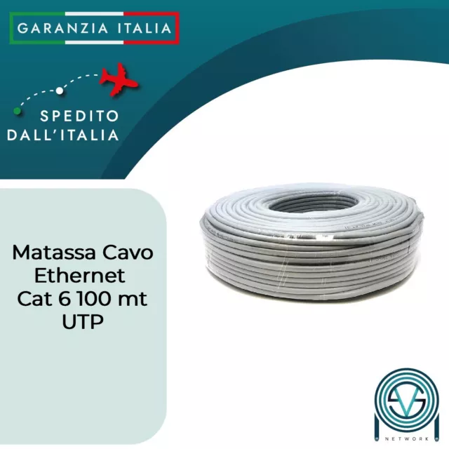 Matassa Cavo Di Rete Lan Utp Cat 6 100 Mt Ethernet Internet Telecamere Cctv Dvr