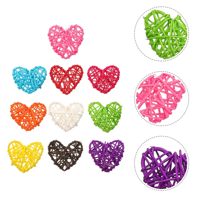 10 Pcs Rattan Kugeln Ornamente Herz-Anhänger Sittiche Spielzeug Herzförmig