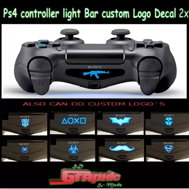 PS4 Controller Light Bar Decal C Personalised Logo 2x   also can do custom logos