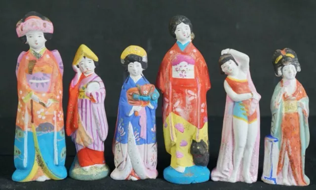 Vintage Japan Ningyo ceramic dolls 1920s rural art craft