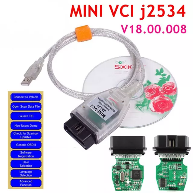 MINI VCI Car Scanner Cable MINI VCI J2534 FTDI FT232RL Chip for Toyota TIS 3