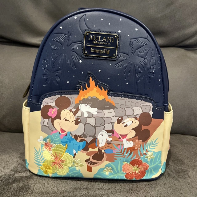 Loungefly Disney Aulani Exclusive Mickey & Minnie Fireplace Ukelele Mini Backpac
