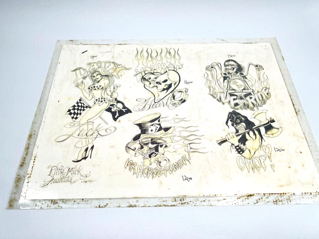 Flash de colección Tattoo Shop #13 años 90 Little Mick dama calavera ciclista verdugo he