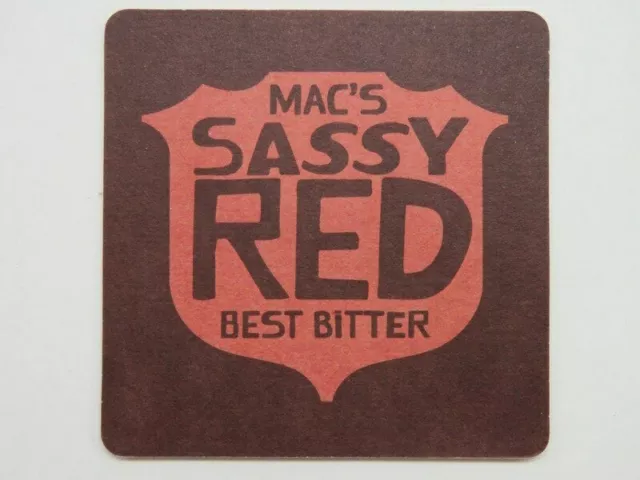 Beer Pub Coaster ~ MAC'S Brewery Sassy Red Best Bitter Ale ~ Nelson, NEW ZEALAND