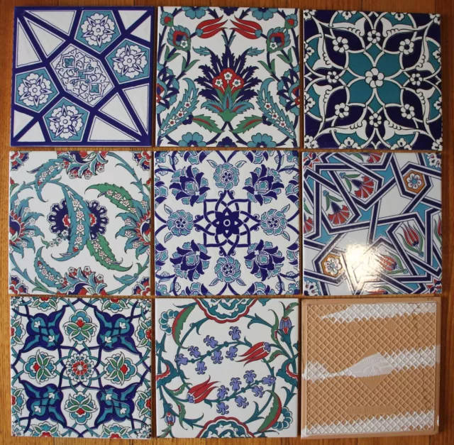 (20*20cm) Turkish Iznik Ceramic Tiles - Bathroom, Splash back, Kitchen - various