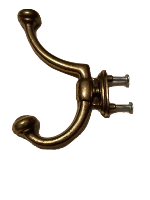 Vintage brass finish hook￼ Two Prong Coat Hat Hook