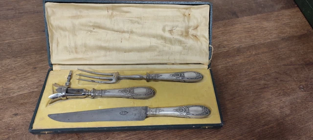 Ancien service a gigot, manches argent fourre lame acier paris