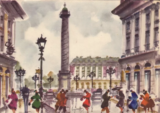 Postcard postcard 10x15cm PARIS painting M. Legendre place Vendôme stamped