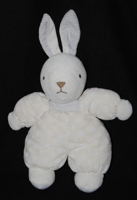 Peluche doudou lapin NOUNOURS beige fleurs 30/39 cm TTBE