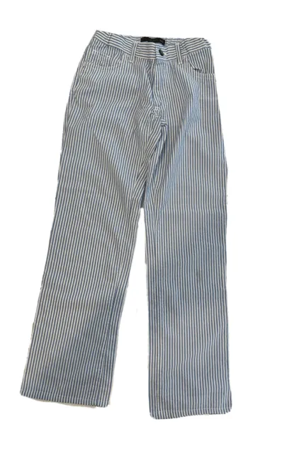 ETRO Italian Boys Pants Blue Striped Seersucker Leg Flat Front Size 8 $150 s