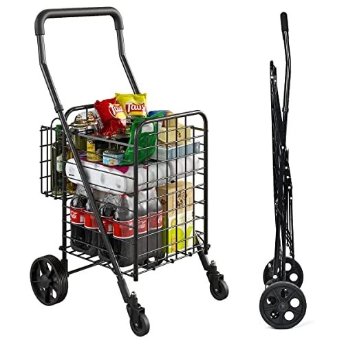 siffler Shopping Cart with 360° Rolling Swivel Wheels for Groceries Utility S...