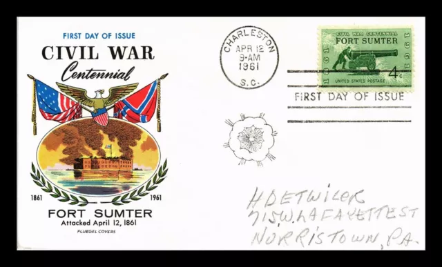 Dr Jim Stamps Us Cover Fort Sumter Civil War Centennial Fdc Fluegel Cachet