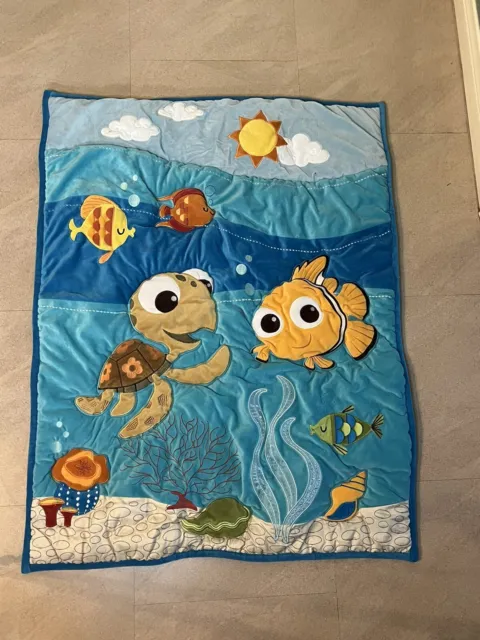 Crib Bedding Set Disney Nemo 3 Piece Comforter Blanket Sheet Bed Skirt Ocean