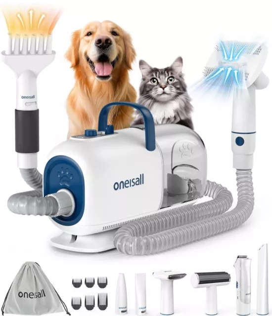 oneisall Asciuga e Tagliacapelli per Toelettatura Cani Gatti, 15000 Pa, Kit