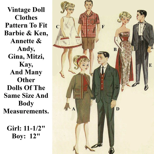 BARBIE & KEN Doll Clothes Vintage Sewing Pattern 6.95 PicClick