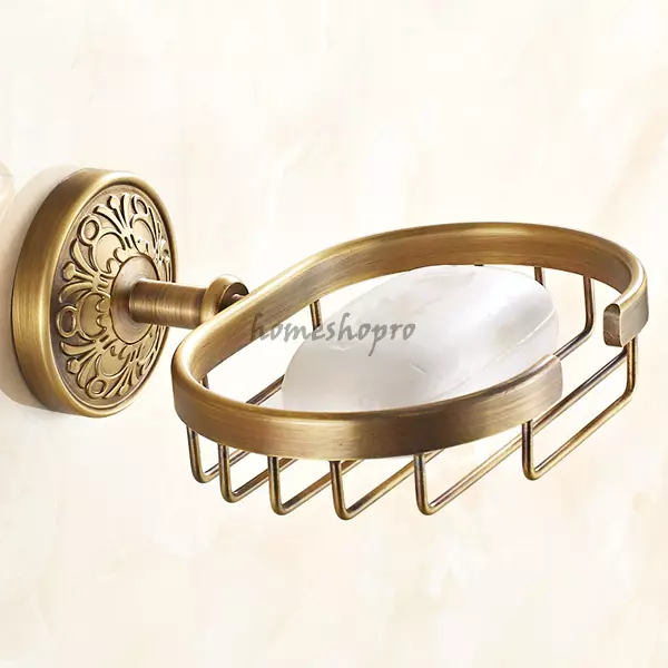 Antique Brass Bathroom Soap Dish Holder Wall Mounted Soap Dishes Storage Basket