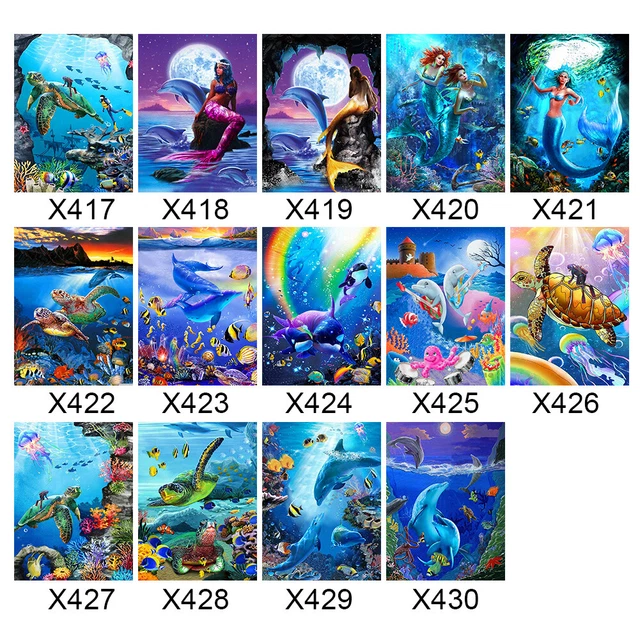 5D DIY Diamond Painting Kits Underwater World Full Round Drill Crafts Mosaic Set 2