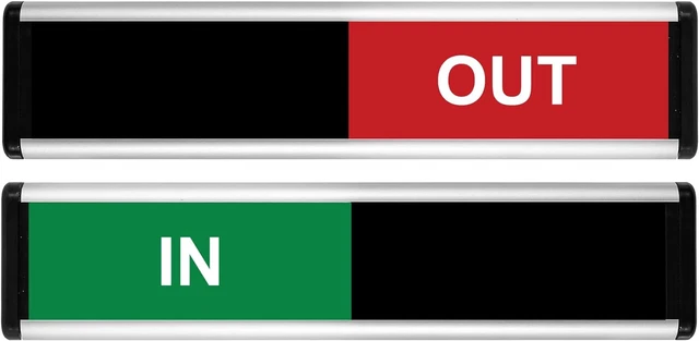 Viro In/Out Schiebetürschild - grün/rot Edition - 214 x 60 mm
