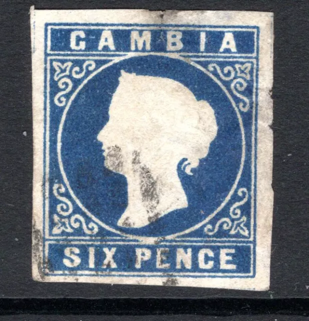 Gambia 1869 sg 3a 6d deep blue thin on reverse otherwise fine cat £180