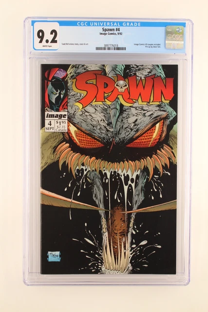 Spawn #4 - Image 1992 CGC 9.2 Image Comics #0 coupon included. Pin-up by Dave Si